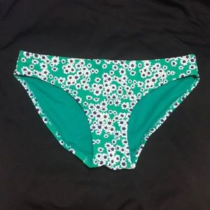 Green with white flower bathing suit bottoms